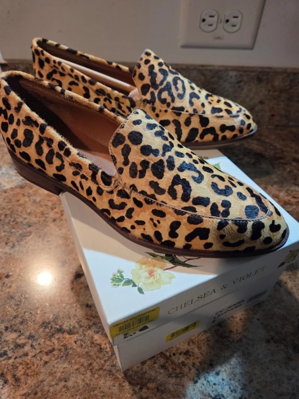 Chelsea & Violet Leopard Print Slip-On Loafers - Tan & Black